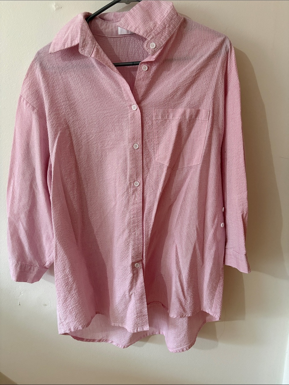 Men's Pink Button-Up Shirt - Casual Lightweight